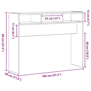 vidaXL Console Table Black Oak Look 105 x 30 x 80 cm