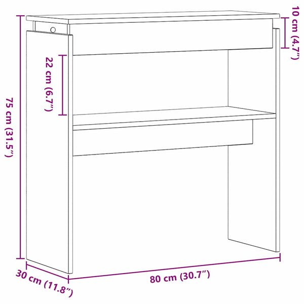 vidaXL Console Table Black Oak Look 80 x 30 x 80 cm