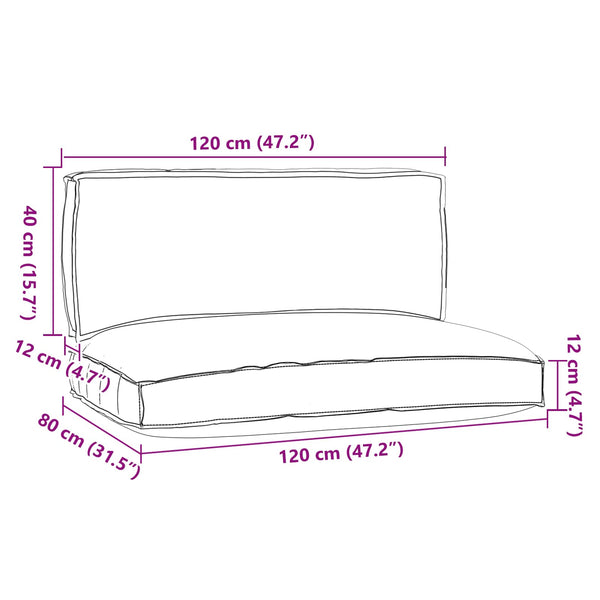 vidaXL Pallet Cushion Set 2 pcs Black Oxford Fabric