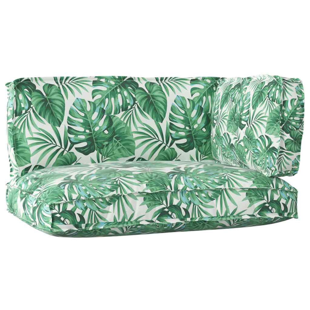 vidaXL Pallet Cushion Set Floral 3 pcs Green Leaf Pattern Oxford Fabric