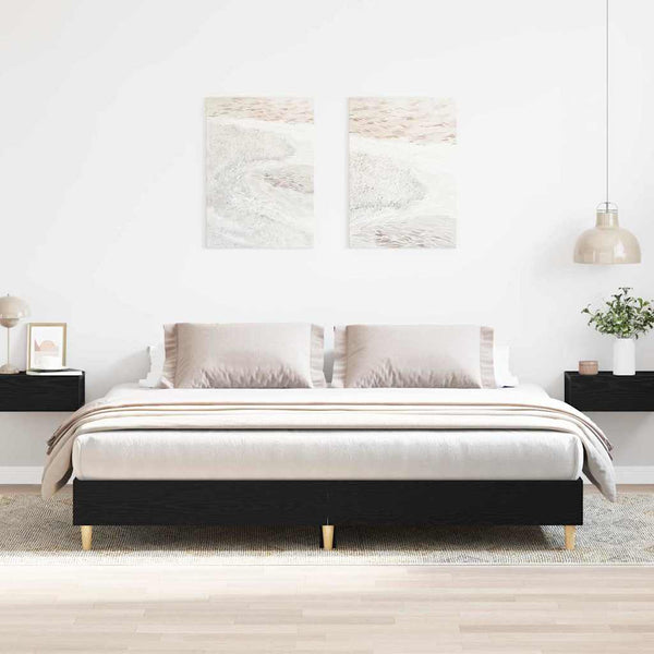 vidaXL Bed Frame Black Oak-Look 203 x 203 x 25 cm Engineered Wood