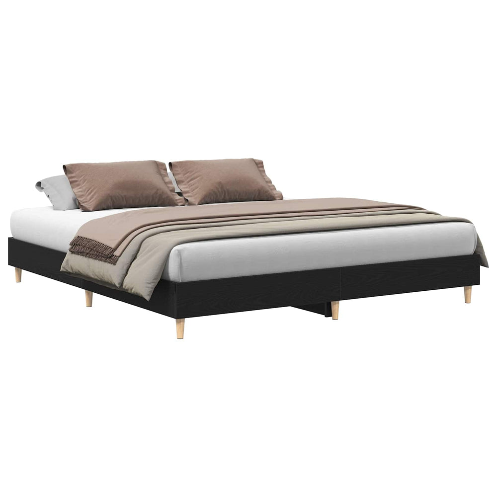 vidaXL Bed Frame Black Oak-Look 203 x 203 x 25 cm Engineered Wood