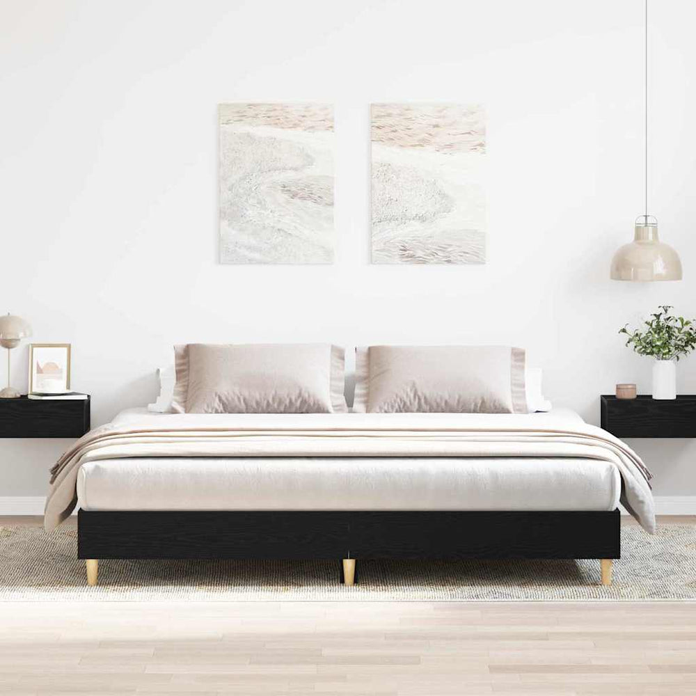 vidaXL Bed Frame Black Oak-Look 203 x 163 x 25 cm Engineered Wood