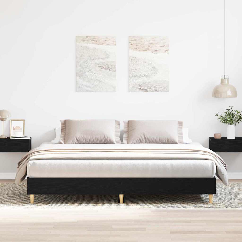 vidaXL Bed Frame Black Oak-Look 203 x 163 x 25 cm Engineered Wood