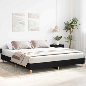 vidaXL Bed Frame Black Oak-Look 203 x 163 x 25 cm Engineered Wood