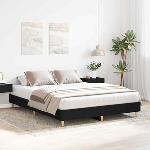 vidaXL Bed Frame Black Oak-Look 203 x 153 x 25 cm Engineered Wood