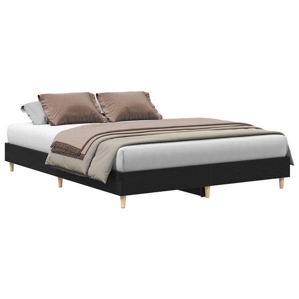 vidaXL Bed Frame Black Oak-Look 203 x 153 x 25 cm Engineered Wood