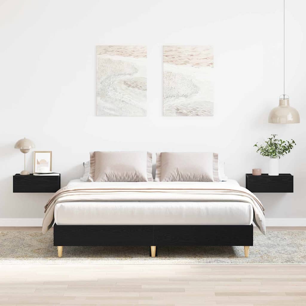 vidaXL Bed Frame Black Oak Look 203 x 143 x 25 cm Engineered Wood