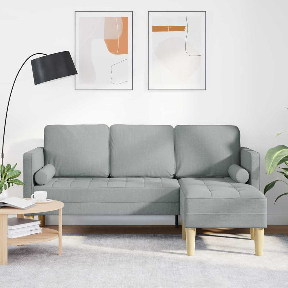 vidaXL Sofa Set with Cushions Light Grey Polyester