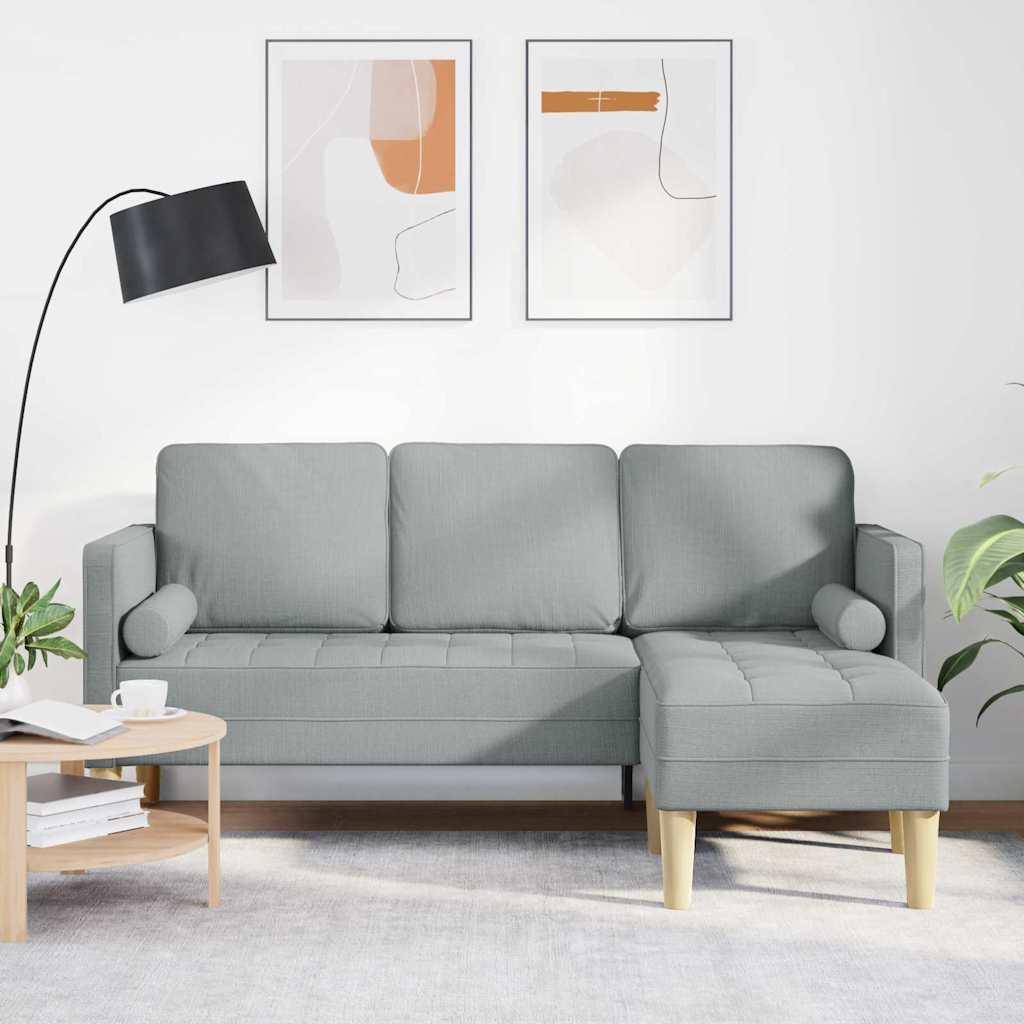 vidaXL Sofa Set with Cushions Light Grey Polyester