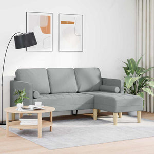 vidaXL Sofa Set with Cushions Light Grey Polyester