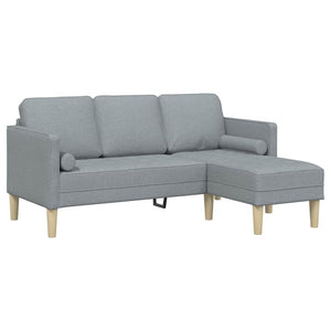 vidaXL Sofa Set with Cushions Light Grey Polyester