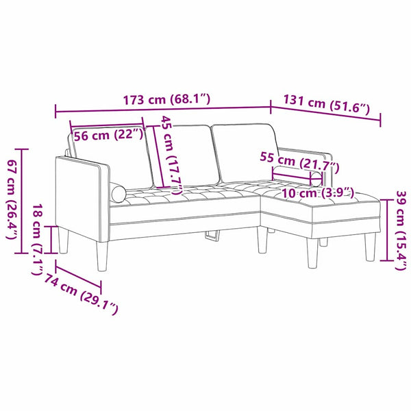 vidaXL Sofa Set with Cushions Light Grey Polyester