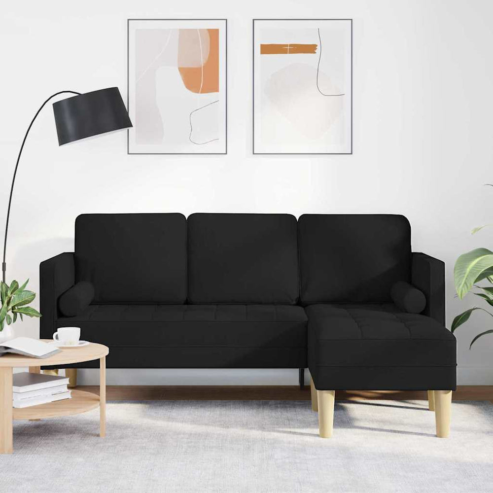 vidaXL Sofa Set with Cushions Black Polyester