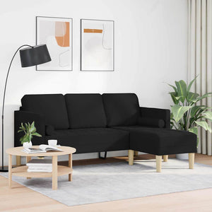 vidaXL Sofa Set with Cushions Black Polyester