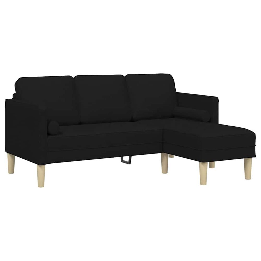 vidaXL Sofa Set with Cushions Black Polyester