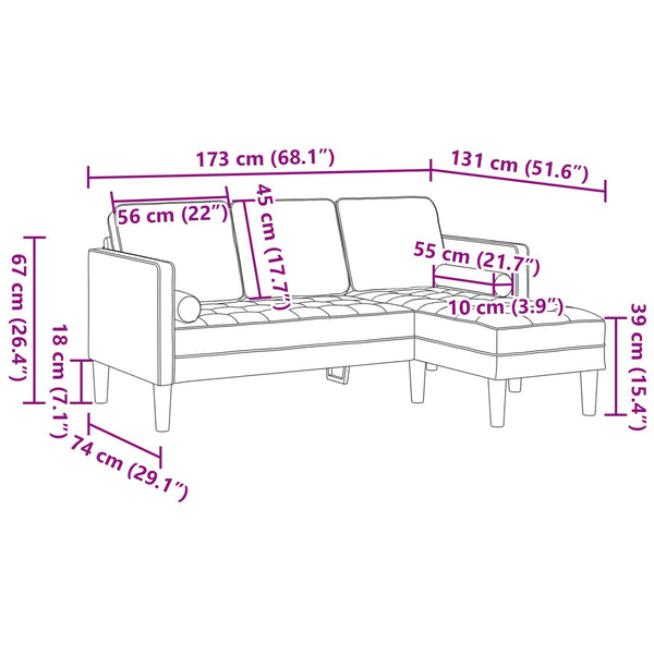vidaXL Sofa Set with Cushions Cloud Gray Polyester