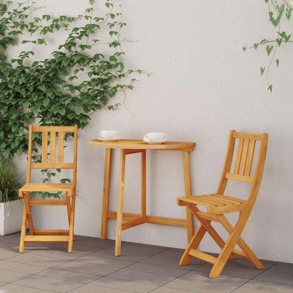 vidaXL Outdoor Bistro Chairs with Cushions 2 pcs Solid Acacia Wood