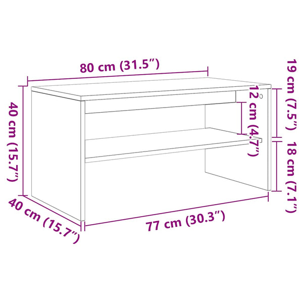 vidaXL TV Cabinet Smoked Oak 80x40x40 cm Engineered Wood