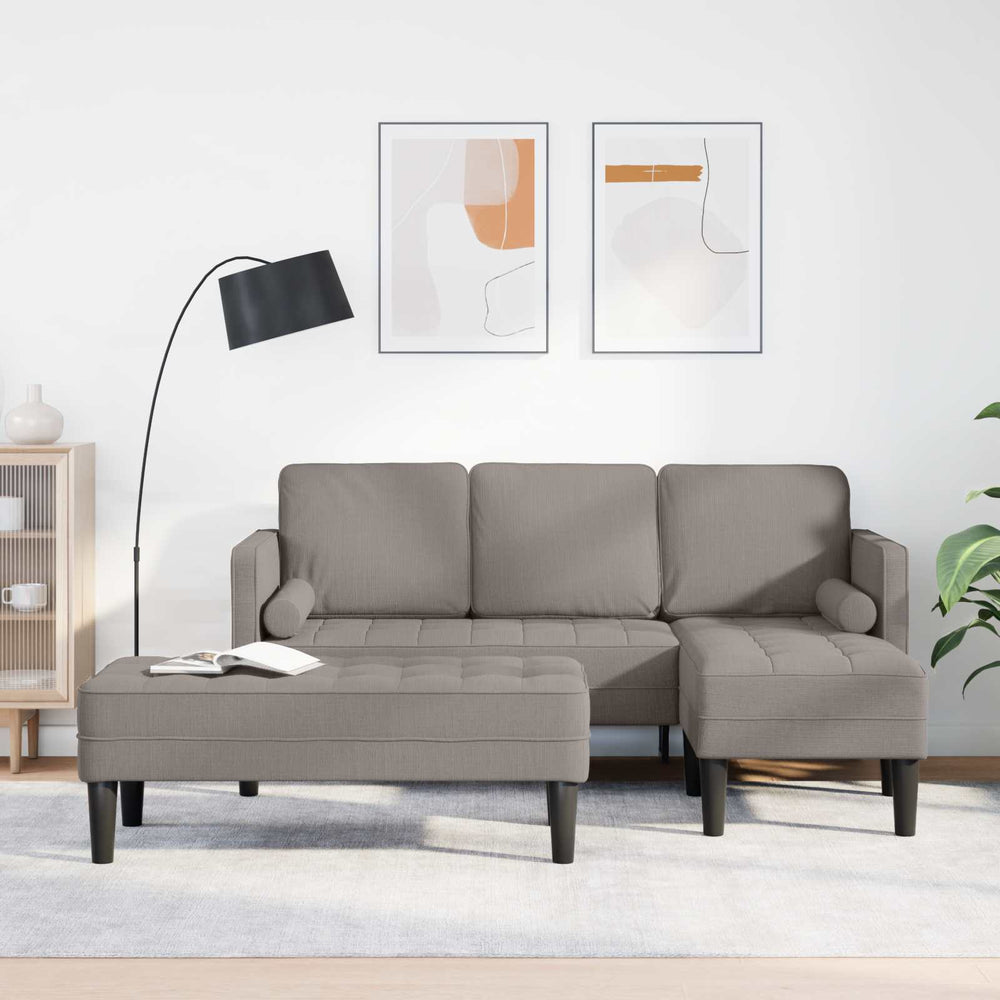vidaXL Sofa Set with Cushions 2 pcs Taupe Polyester