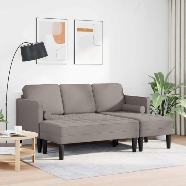 vidaXL Sofa Set with Cushions 2 pcs Taupe Polyester