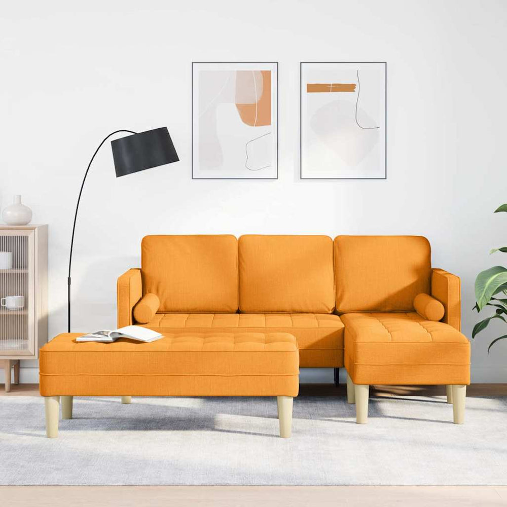 vidaXL Sofa Set with Cushions 2 pcs Dark Yellow Polyester