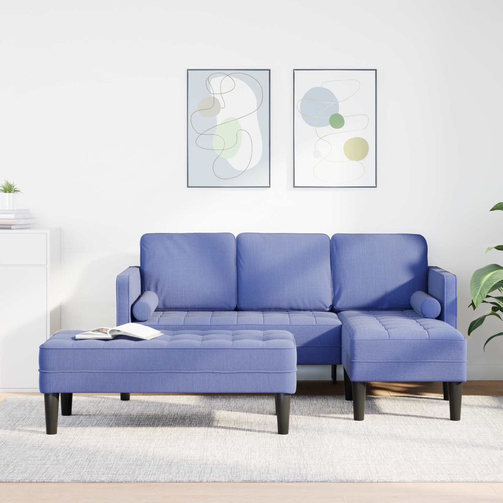 vidaXL Sofa Set with Cushions 2 pcs Denim Blue Polyester