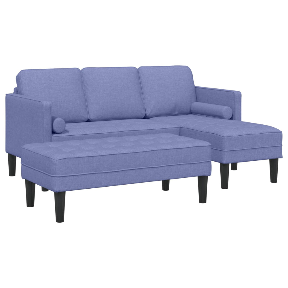 vidaXL Sofa Set with Cushions 2 pcs Denim Blue Polyester