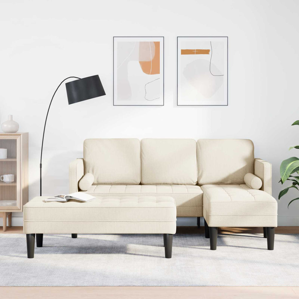 vidaXL Sofa Set with Cushions 2 pcs Linen Polyester