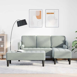 vidaXL Sofa Set with Cushions 2 pcs Light Grey Polyester