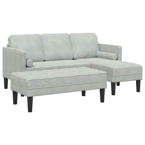 vidaXL Sofa Set with Cushions 2 pcs Light Grey Polyester