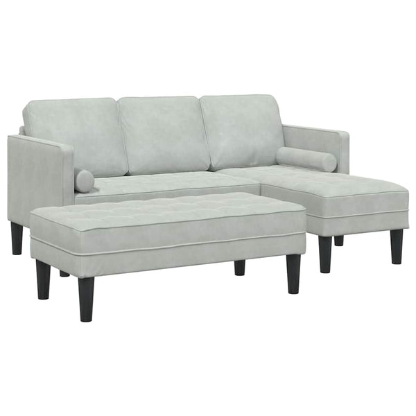vidaXL Sofa Set with Cushions 2 pcs Light Grey Polyester