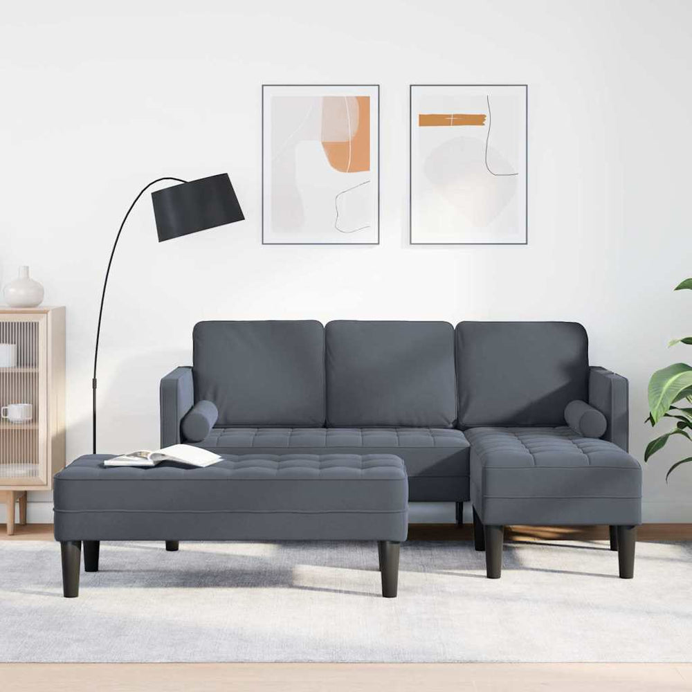 vidaXL Sofa Set with Cushions 2 pcs Dark Grey Polyester