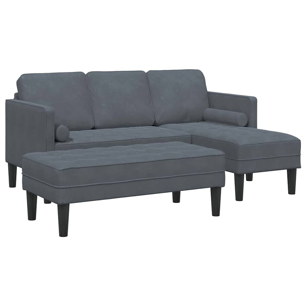 vidaXL Sofa Set with Cushions 2 pcs Dark Grey Polyester