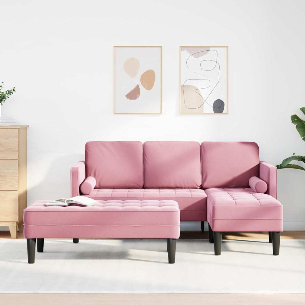 vidaXL Sofa Set with Cushions 2 pcs Pink Polyester