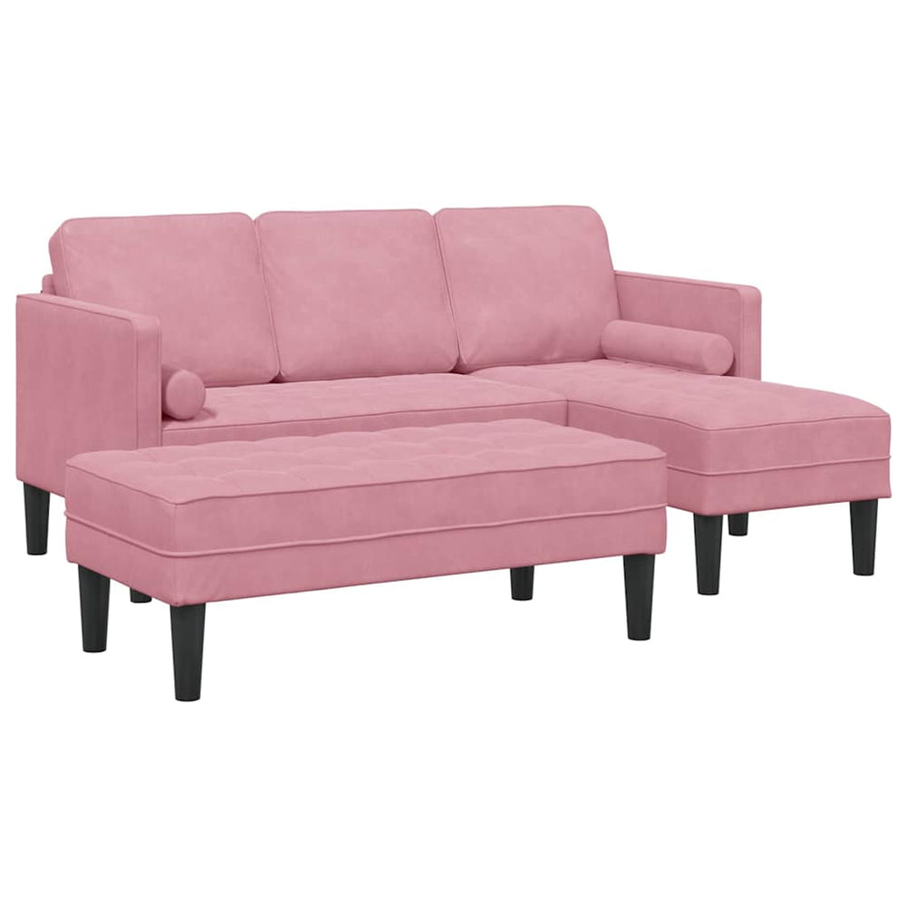 vidaXL Sofa Set with Cushions 2 pcs Pink Polyester