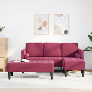 vidaXL Sofa Set with Cushions 2 pcs Wine Red Polyester