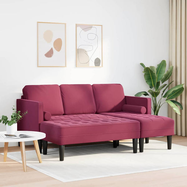 vidaXL Sofa Set with Cushions 2 pcs Wine Red Polyester