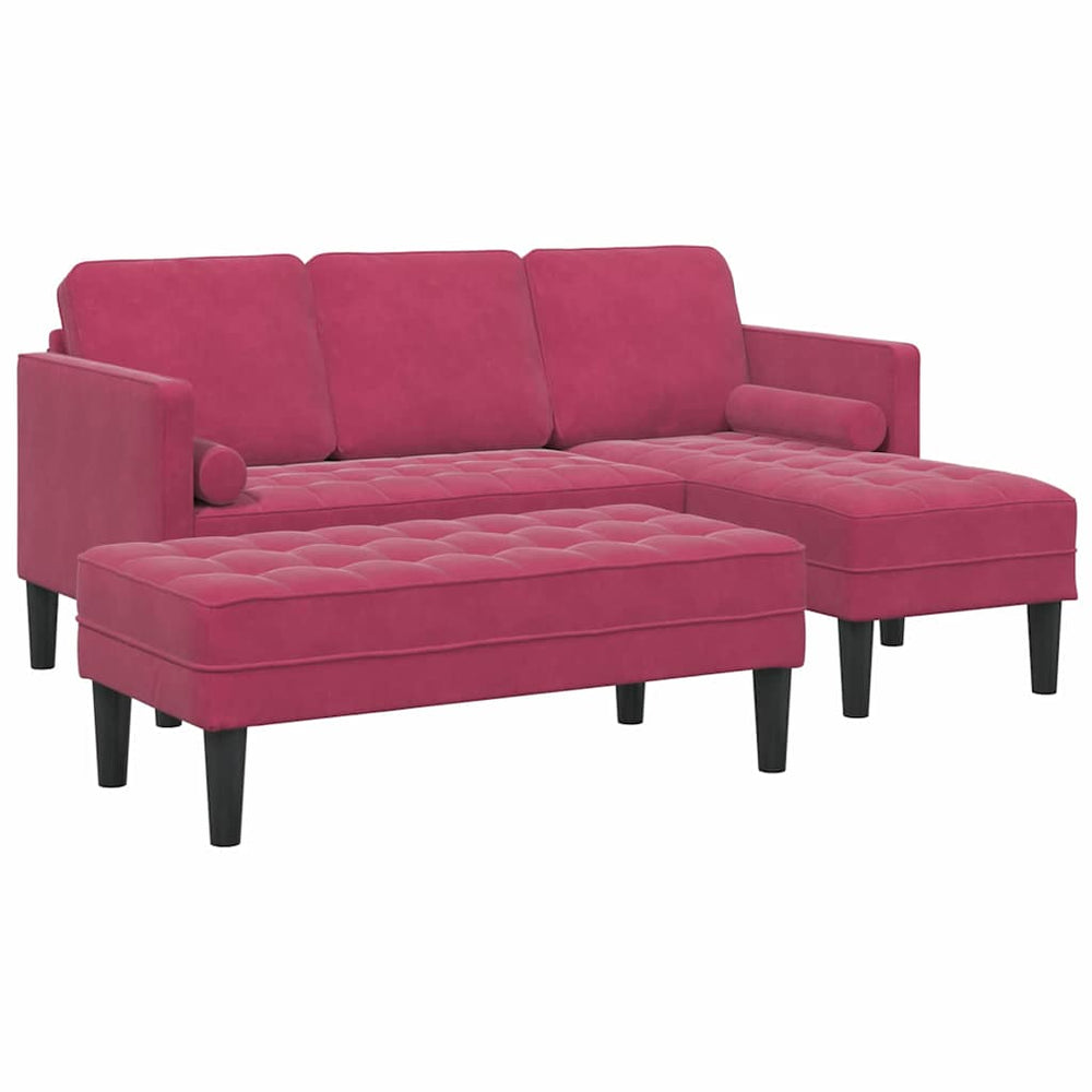vidaXL Sofa Set with Cushions 2 pcs Wine Red Polyester
