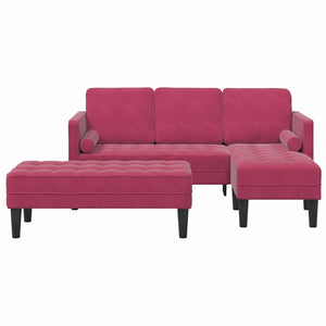 vidaXL Sofa Set with Cushions 2 pcs Wine Red Polyester