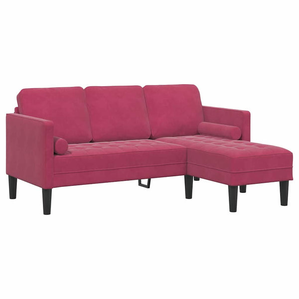 vidaXL Sofa Set with Cushions 2 pcs Wine Red Polyester