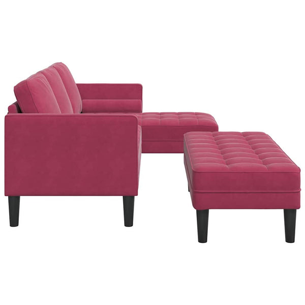 vidaXL Sofa Set with Cushions 2 pcs Wine Red Polyester