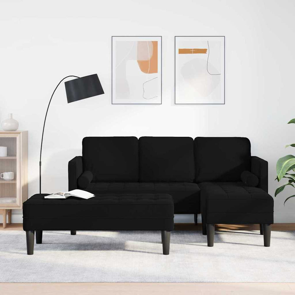 vidaXL Sofa Set with Cushions 2 pcs Black Polyester