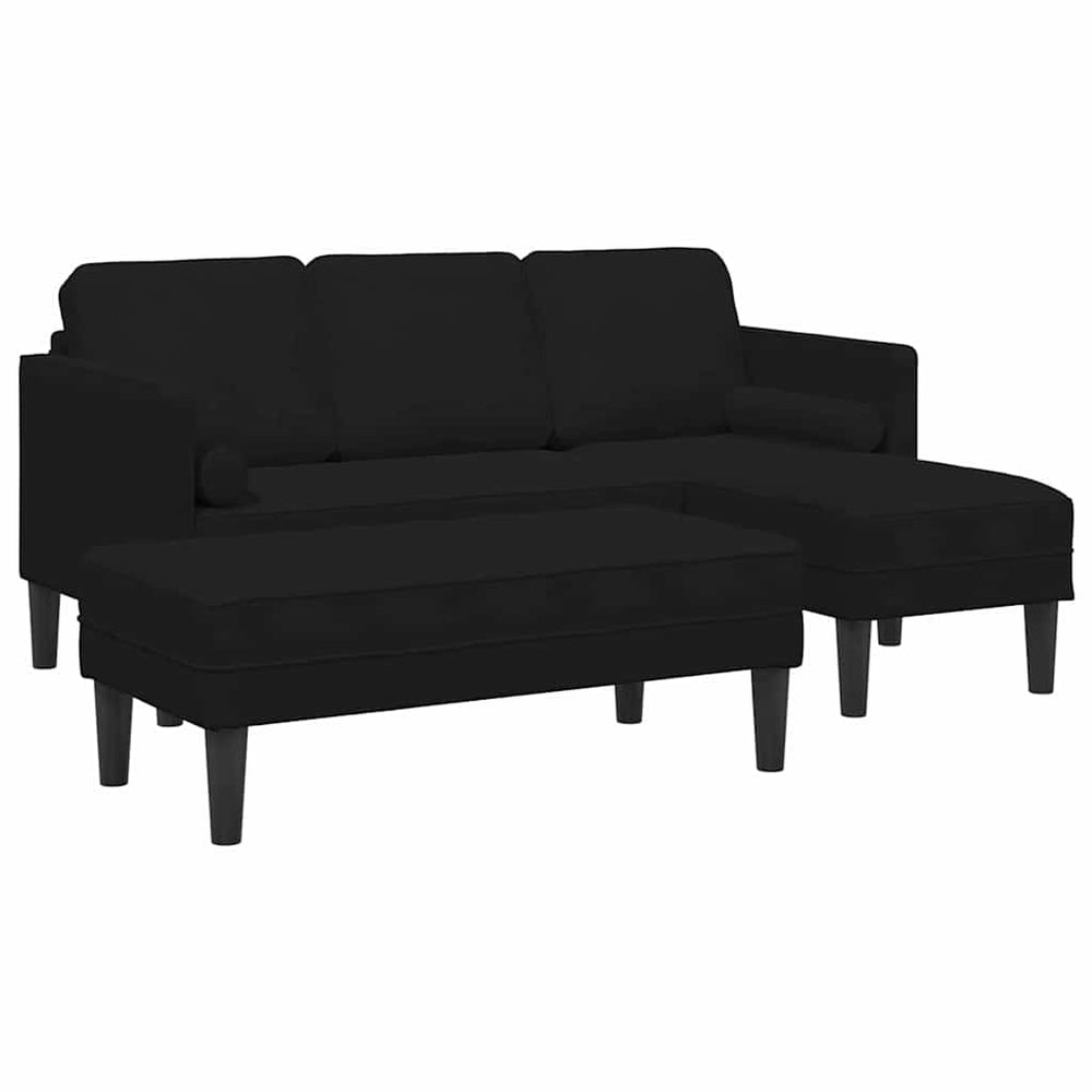 vidaXL Sofa Set with Cushions 2 pcs Black Polyester