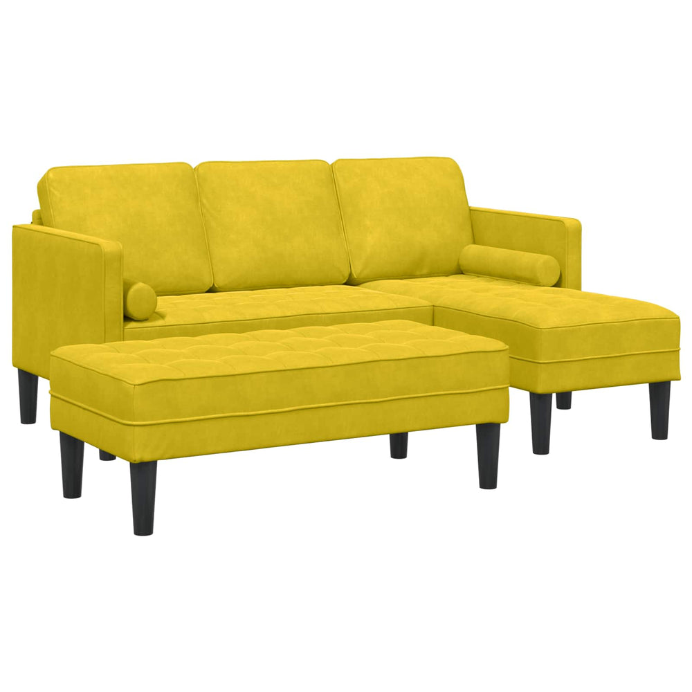 vidaXL Sofa Set with Cushions 2 pcs Yellow Polyester
