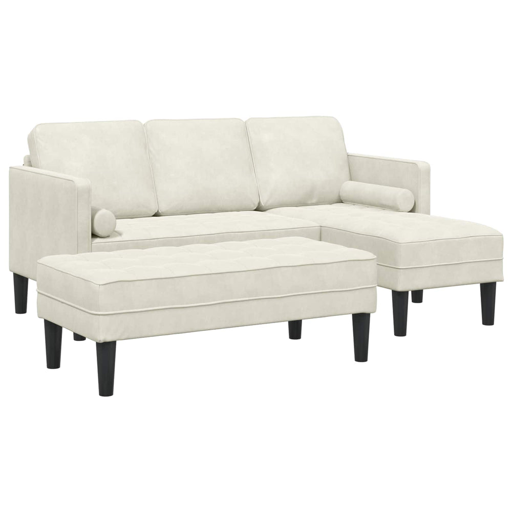 vidaXL Sofa Set with Cushions 2 pcs Cream Polyester
