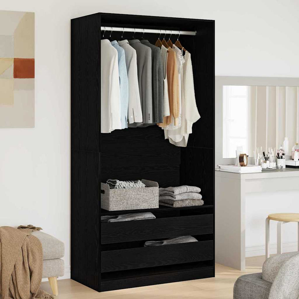 vidaXL Wardrobe with Shelf Black Oak Look 100 x 50 x 200 cm