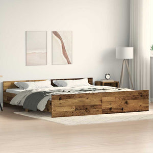 vidaXL Bed Frame with Headboard Reclaimed Wood 203 x 203 x 50 cm Engineered Wood