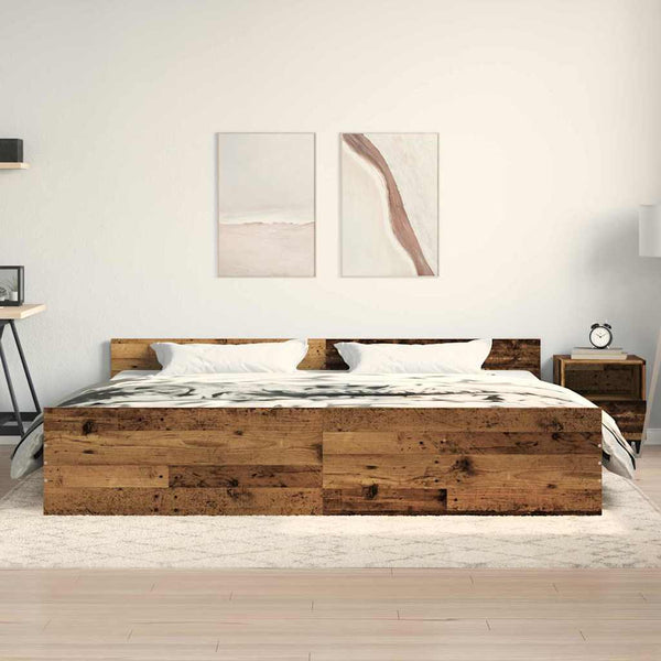 vidaXL Bed Frame with Headboard Reclaimed Wood 203 x 203 x 50 cm Engineered Wood