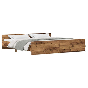 vidaXL Bed Frame with Headboard Reclaimed Wood 203 x 203 x 50 cm Engineered Wood